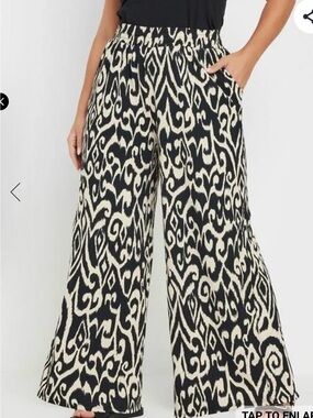 Philosophy Black & Cream Wide Leg Printed Pants